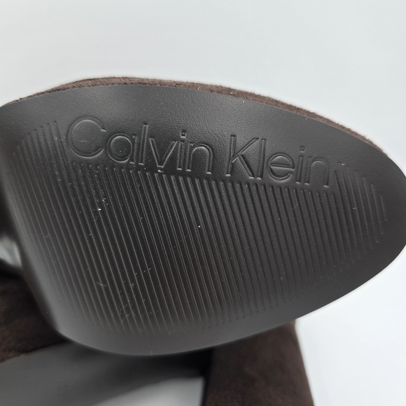 Calvin Klein Uda 2 Faux Suede Heeled Ankle Booties, Chocolate (Brown), Wmns 8.5M - Picture 12 of 16